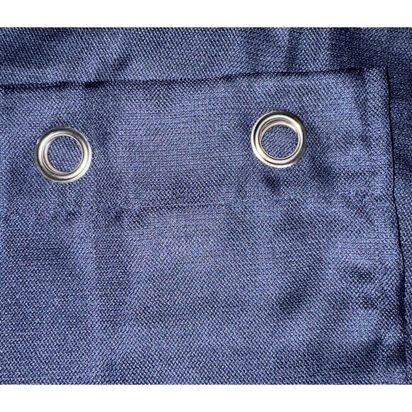 4 Pc Semi Sheer Grommet Short Window Panel Curtains 28.5Wx24”L Navy Blue Texture - Picture 2 of 3
